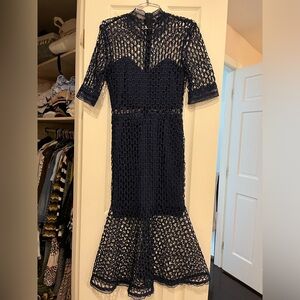 Bardot Navy Midi Lace Dress